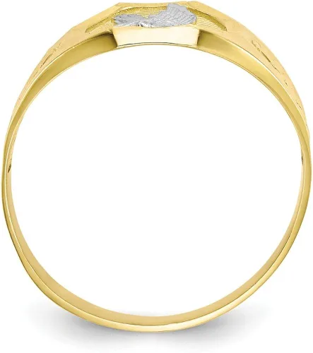 Vista 2 de Anillo de oro amarillo sólido de 10 quilates de dos tonos, para hombre