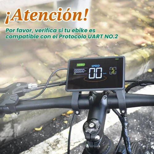 Vista 2 de Pantalla Ebike, protocolo UART No. 2, computadora de ciclismo colorida de 24 V-60 V con puerto de carga para dispositivos móviles, pantalla LCD