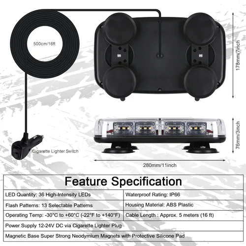 Vista 8 de LINKITOM Barra de luz LED estroboscópica intermitente, lámparas de seguridad LED de 3 colores con advertencia de peligro de emergencia, luces