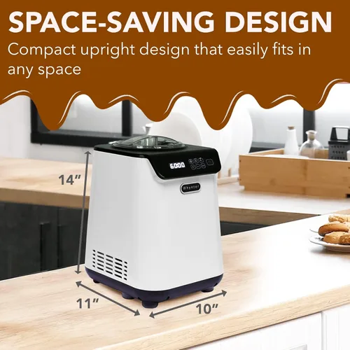 Vista 6 de Whynter Máquina automática para hacer helados de 1.28 cuartos de galón vertical con compresor integrado, pantalla digital LCD y temporizador, sin
