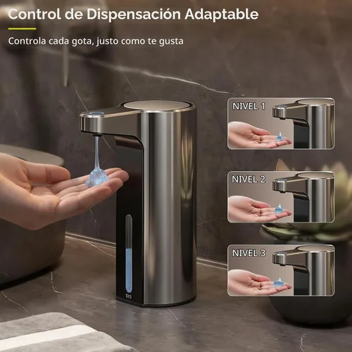 Vista 2 de EKO Aroma - Dispensador automático de jabón líquido de 9 onzas líquidas, recargable y resistente al agua para cocina y baño, con control de volumen
