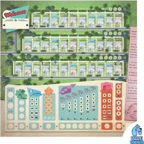 Vista 5 de Bienvenido a... Tu juego de mesa perfecto para el hogar Juego de estrategia de construcción de ciudades Juego de aventura narrativa para adultos