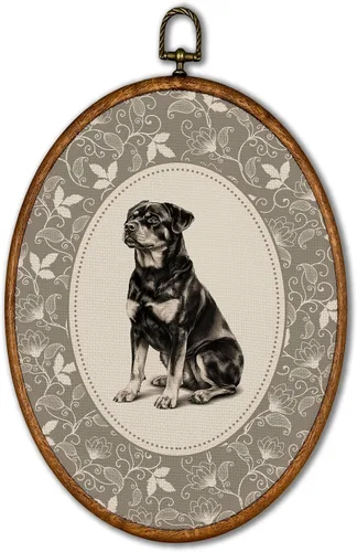 Vista 32 de KSDUT Arte de pared ovalado de perro pastor australiano floral retro de 8.6