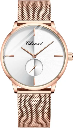 Vista 2 de MASTOP Couple Watches Men and Women Pair Quartz Watches Casual Stainless Steel Mesh Strap Fashion Watches