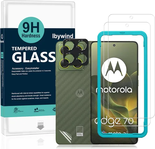 Vista 11 de Ibywind Protector de pantalla para Motorola Edge 60 5G, paquete de 2, película de hidrogel con protector de lente de cámara, herramienta de fácil
