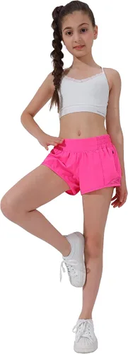 Vista 6 de Aurefin Pantalones cortos deportivos para niñas, pantalones cortos ligeros para correr para adolescentes, niñas, pantalones cortos deportivos