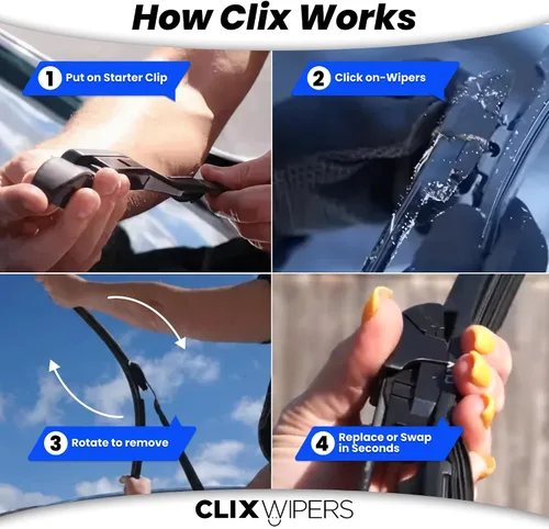 Vista 6 de Clix Wipers Escobillas de repuesto de silicona de 14 + 14 pulgadas con repelente de lluvia integrado, elemento de limpieza de silicona duradera