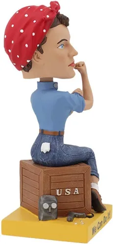 Vista 4 de Royal Bobbles Rosie The Riveter Bobblehead, figura realista de poliresina premium, número de serie único, detalles exquisitos