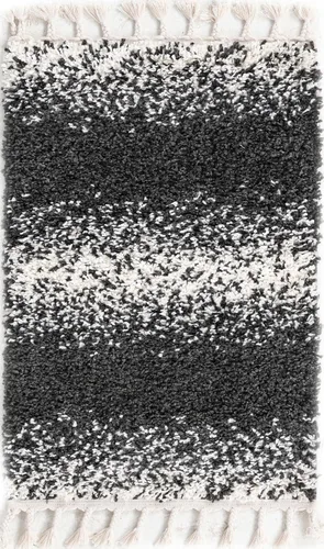 Vista 2 de Unique Loom Hygge Shag Collection - Alfombra rectangular de 2 pies 2 pulgadas x 3 pies 1 pulgada, color blanco y negro