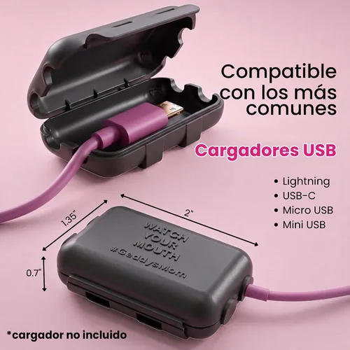 Vista 5 de Funda de cargador USB a prueba de bebés – Caja de punta de cable resistente a los niños para cables de carga USB estándar – (paquete de 3, negro)