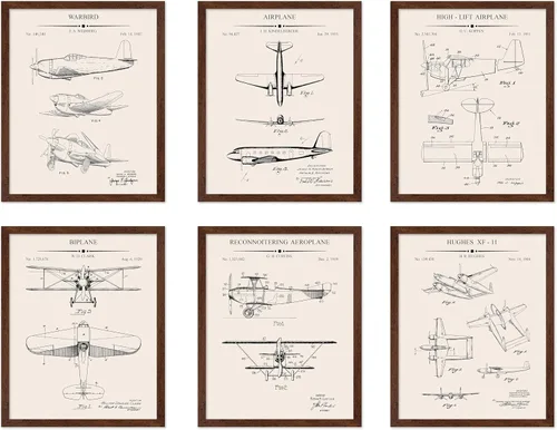 Vista 60 de Poster Master Juego de 6 Pósters Vintage de Planos de Aviación - Impresión de Patente de Avión - Arte de Aeronaves - Arte de Aviación - Arte