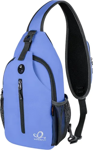 Vista 31 de Waterfly - Mochila cruzada tipo bandolera para viajes y caminatas, bolsa de pecho, Gris, talla única
