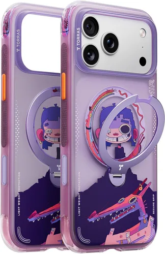 Vista 29 de TORRAS Ostand Q3 Air - Funda para iPhone 17 Pro con soporte magnético de 360°, compatible con MagSafe, probada contra caídas de grado mil, botón