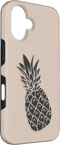 Vista 3 de Black Dark grey Pineapple on Tan beige for Pineapple lovers Case for iPhone 16