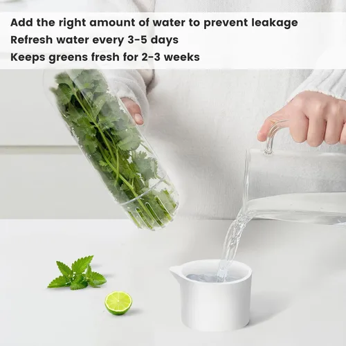 Vista 3 de Conservador de hierbas para refrigerador, protector de hierbas para refrigerador, botella de conservación de verduras para cilantro, menta, perejil