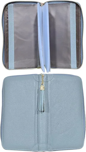 Vista 5 de Easyoulife - Monedero de cuero con cremallera, billetera portatarjetas para mujer, bloqueo RFID
