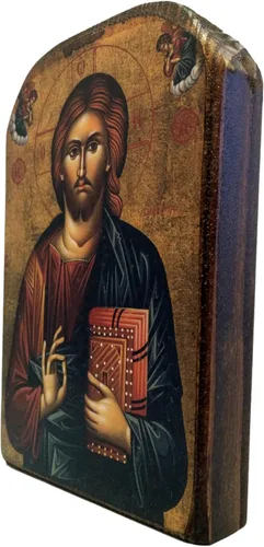 Vista 2 de Icono ortodoxo cristiano griego de madera hecho a mano Athos Monte Athos de Jesucristo /Mp2_5