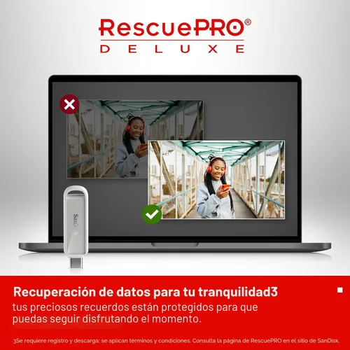 Vista 7 de SanDisk Unidad de teléfono de 64 GB con USB tipo C - para smartphones, tabletas y computadoras - Hasta 150 MB/s, USB 3.2 Gen 1 - Blanco ártico