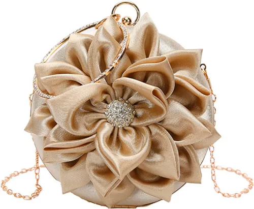 Vista 18 de Buddy - Bolso de mano de satén suave para mujer, con forma de rosa, para boda, fiesta