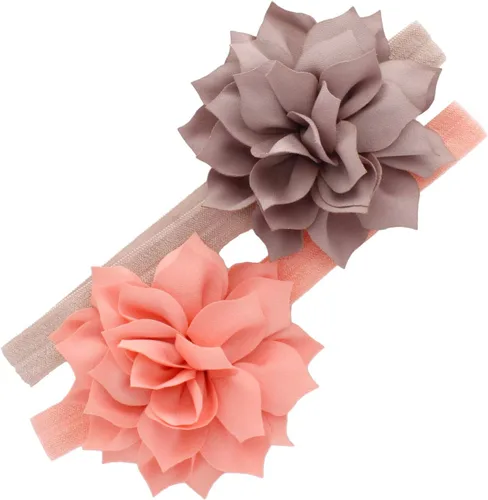 Vista 30 de Diademas de flores de pétalos para bebés y niñas, par elástico para niños pequeños