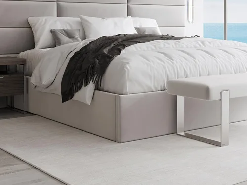 Vista 9 de VANT Cama de plataforma tapizada, tamaño Queen, color beige Boucle, marco de cama de fácil montaje, no necesita somier, base para un apoyo óptimo