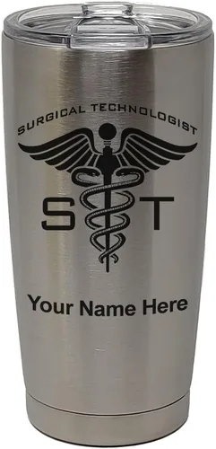 Vista 34 de LaserGram Vaso aislado al vacío de 20 onzas, ST Surgical Technologist, grabado personalizado incluido (gris)