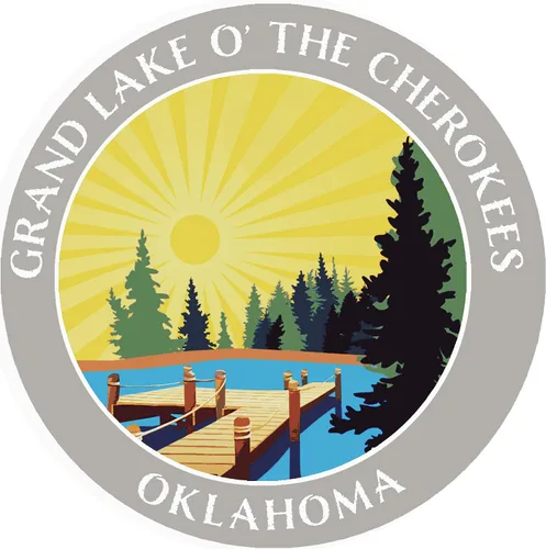 Vista 4 de Lake Dock - Grand Lake O' The Cherokees - Oklahoma - Adhesivo adhesivo para ventana de coche y camión de 3.5 pulgadas