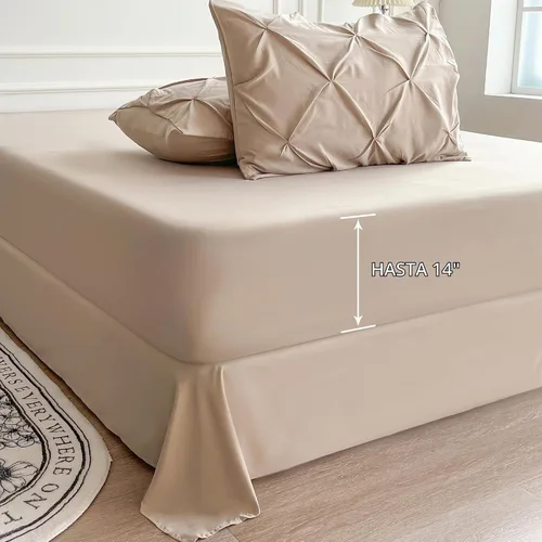Vista 4 de Maple&Stone Juego de edredón tamaño Queen color beige, 7 piezas en una bolsa, juegos de ropa de cama con edredón, sábanas, fundas de almohada