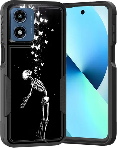 Vista 101 de para Moto G Play 4G 2024, funda de dos capas híbrida resistente y a prueba de golpes, PC duro + silicona suave protectora para Motorola Moto G Play