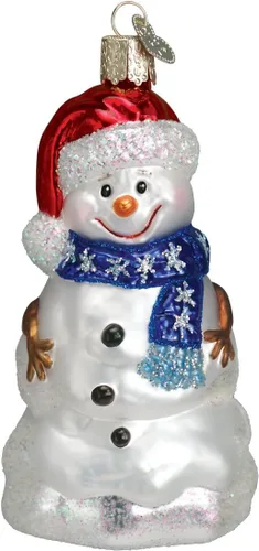 Vista 7 de Old World Christmas - Adorno de muñeco de nieve con bastón de caramelo hecho a mano, adorno de vidrio soplado para el árbol de Navidad, colección