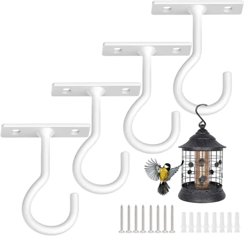 Vista 16 de Ganchos para plantas, paquete de 2 soportes de metal para colgar plantas de 6 pulgadas, gancho decorativo para comederos de pájaros, macetas, Negro