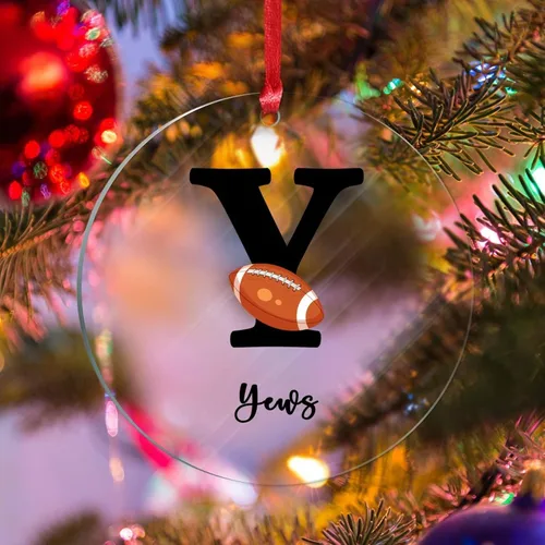 Vista 24 de Adornos colgantes personalizados con monograma inicial de letra A, árbol de Navidad, apellido personalizado, decoración de árbol de Navidad, feliz