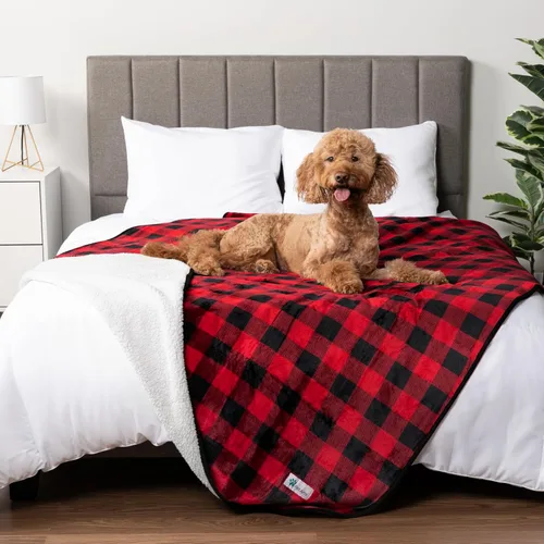 Vista 25 de PETAMI Manta impermeable de forro polar Sherpa para gatos y perros, color beige, talla S
