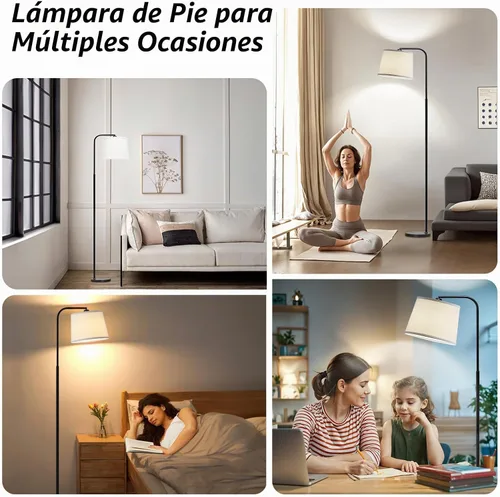 Vista 6 de Lámpara de pie AKASUKI para sala de estar con 3 temperaturas de color, lámparas de pie con interruptor de pie para sala de estar, dormitorio