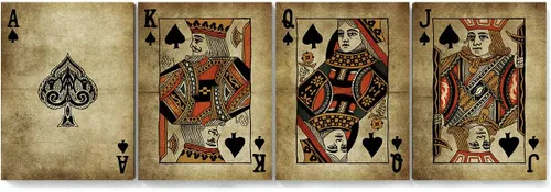 Vista 17 de Juego de 4 tarjetas Ace tamaño pequeño 4x 12 x 16 pulgadas / 0.75 pulgadas, arte en lienzo – Baraja de casino de sala de juegos de cartas vintage