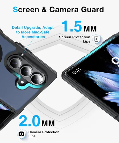 Vista 5 de NO.1 Magnetic for Samsung Galaxy Z Fold 7 Case Compatible with MagSafe [Military Grade Drop Tested][Translucent Matte][Anti-Fingerprint] Soft