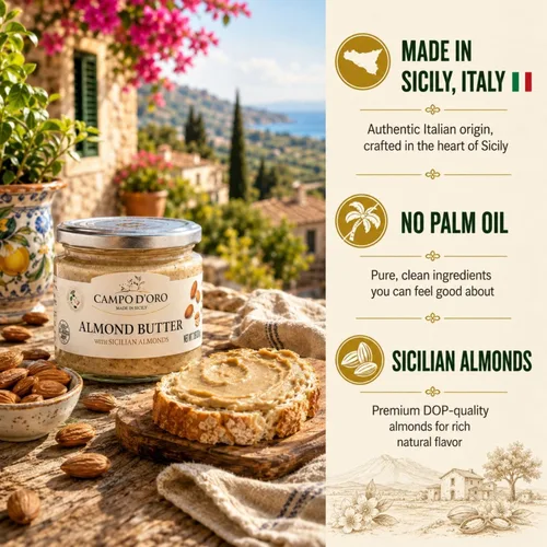 Vista 6 de CAMPO D'ORO - Mantequilla de almendras, crema dulce de almendras para untar