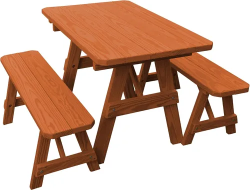 Vista 21 de Furniture Barn USA Pine - Mesa tradicional de 4 pies con 2 bancos, color negro