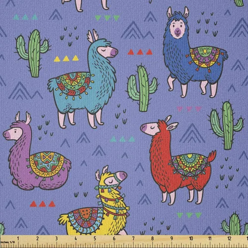 Vista 56 de Ambesonne - Tela de Dragón por The Yard, diseño de estilo de dibujos animados para niños con patrón de animales, dragones de colores, obra de arte