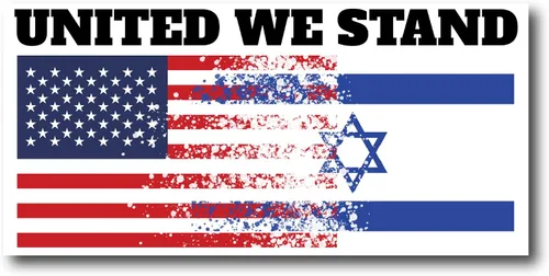 Vista 2 de United We Stand USA - Adhesivo con la bandera de Israel con adhesivo de bandera de Israel, varios tamaños