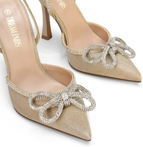 Vista 4 de DREAM PAIRS Zapatos de tacón alto para mujer Destiny cerrados con tiras de tacón sexy con diamantes de imitación y correa de tobillo para boda