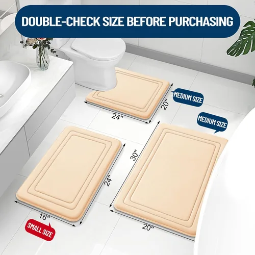 Vista 2 de Grandaily Alfombra de Baño de Espuma Viscoelástica 24x16, Ultra Suave, Antideslizante y Absorbente, Alfombras de Baño Lavables a Máquina y Secables