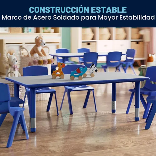 Vista 6 de Flash Furniture Mesa de actividades de plástico para niños, 47.25 x 23.6 Azul
