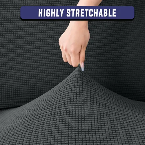 Vista 6 de Fundas de sofá elásticas de 2 piezas para sillas con cojines en forma de T, fundas protectoras de muebles con 1 funda de asiento individual