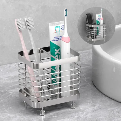 Vista 16 de Luxspire Toothbrush Holders for Bathroom, Stainless Steel, 2 Slots, Black Negro