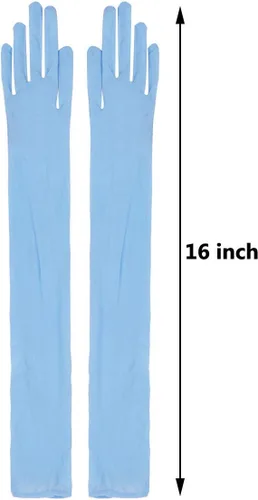 Vista 5 de Alvivi Guantes largos de malla transparente para mujer, longitud del codo, dedos completos, medias y manoplas para club