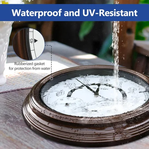 Vista 4 de Geevon Relojes iluminados para interiores y exteriores, impermeables, de 18 pulgadas, con sensor inteligente, reloj de pared grande con termómetro e