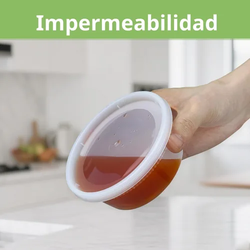 Vista 3 de Dipoo 60 juegos (120 piezas) recipientes Deli con tapas de 8 oz, recipientes de plástico herméticos, a prueba de fugas y sin BPA para llevar