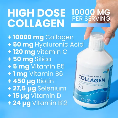 Vista 3 de Swedish Nutra - Polvo de colágeno 100% marino de 10.58 oz y 10.000 mg de colágeno marino hidrolizado Suplemento líquido Ácido hialurónico, biotina