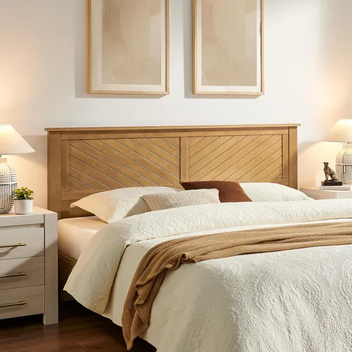 Vista 12 de ComfIQ Serene - Cabecero de panel de madera maciza con puntuación horizontal, tamaño individual, negro, fácil montaje, materiales de calidad